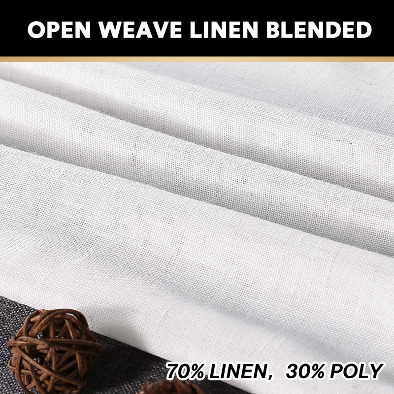 PrinceDeco Linen Curtains for Bedroom Living Room, Light Filtering Farmhouse Curtains 84 inches Long 2 Panels Set Burlap Look Farmhouse Country Decor(Off White, 52" W x 84" L) - Image 2